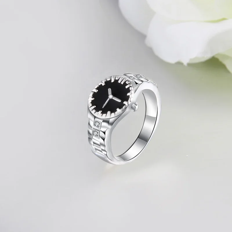 Vintage Zircon Watch-shape Ring Women Index Finger Ring Fashion Crystal Ring Creative Women Wedding Trendy Charm Luxury Jewelry