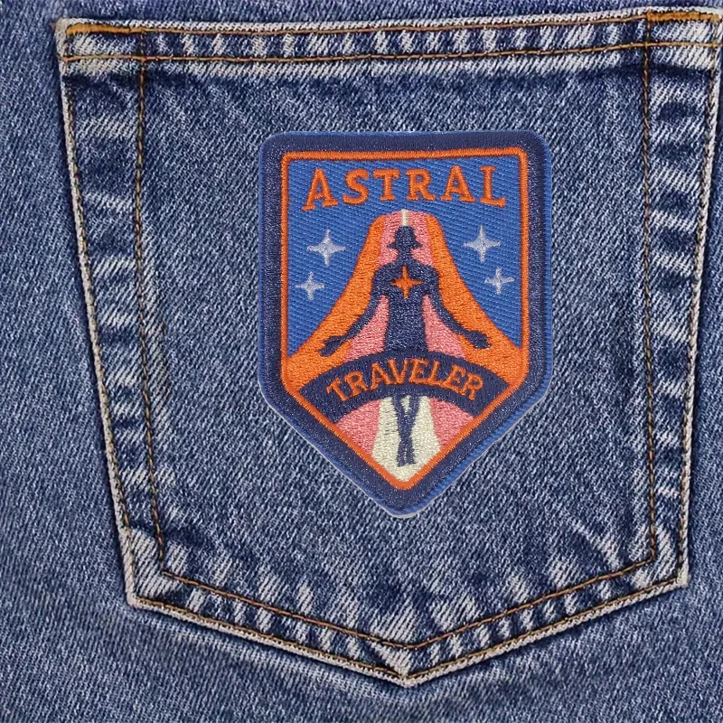 1PC Astral Travel Embroidered Patch Metaphysics Emotion Inspiring Badge Gift Iron On Patches For Clothing Cap Jacket Trucker Hat
