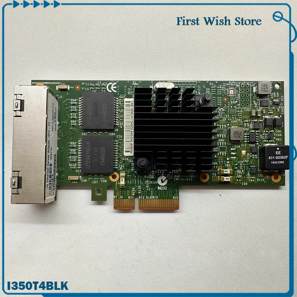 For In-tel I350-T4 Gigabit net-work card With four Electrical Ports I350T4BLK