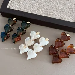 Three Piece Irregular Heart Barrettes Duckbill Clip Retro Transparent Color High-Grade Versatile Bang Side Clip Hair Accessories