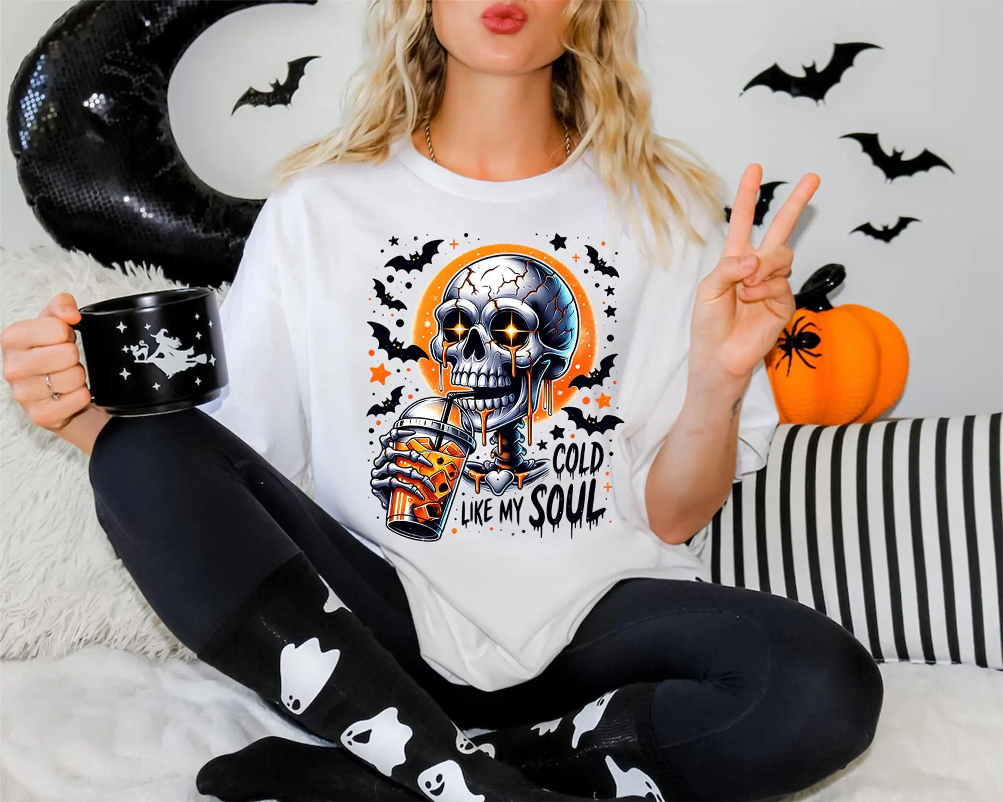 

Футболка «Скелет Хэллоуин Кофе» Iprintasty Tee Lover