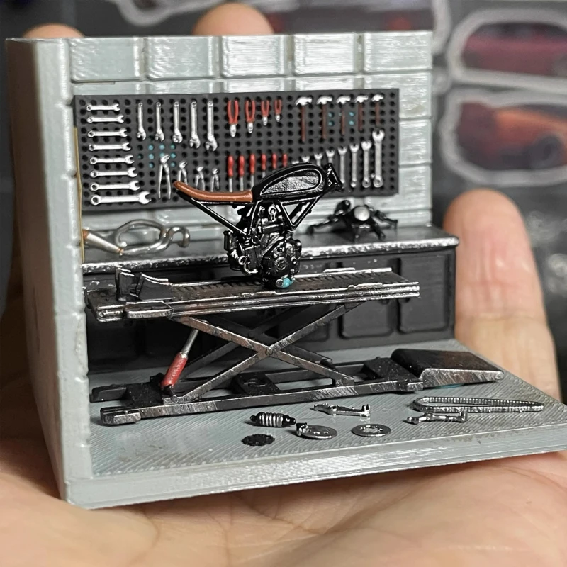 1/64 도구 벽 구멍 플레이트 모델 수정 자동차 차고 수리 액세서리 DIY 장면 배열 1:64 수지 미니어처 그림
