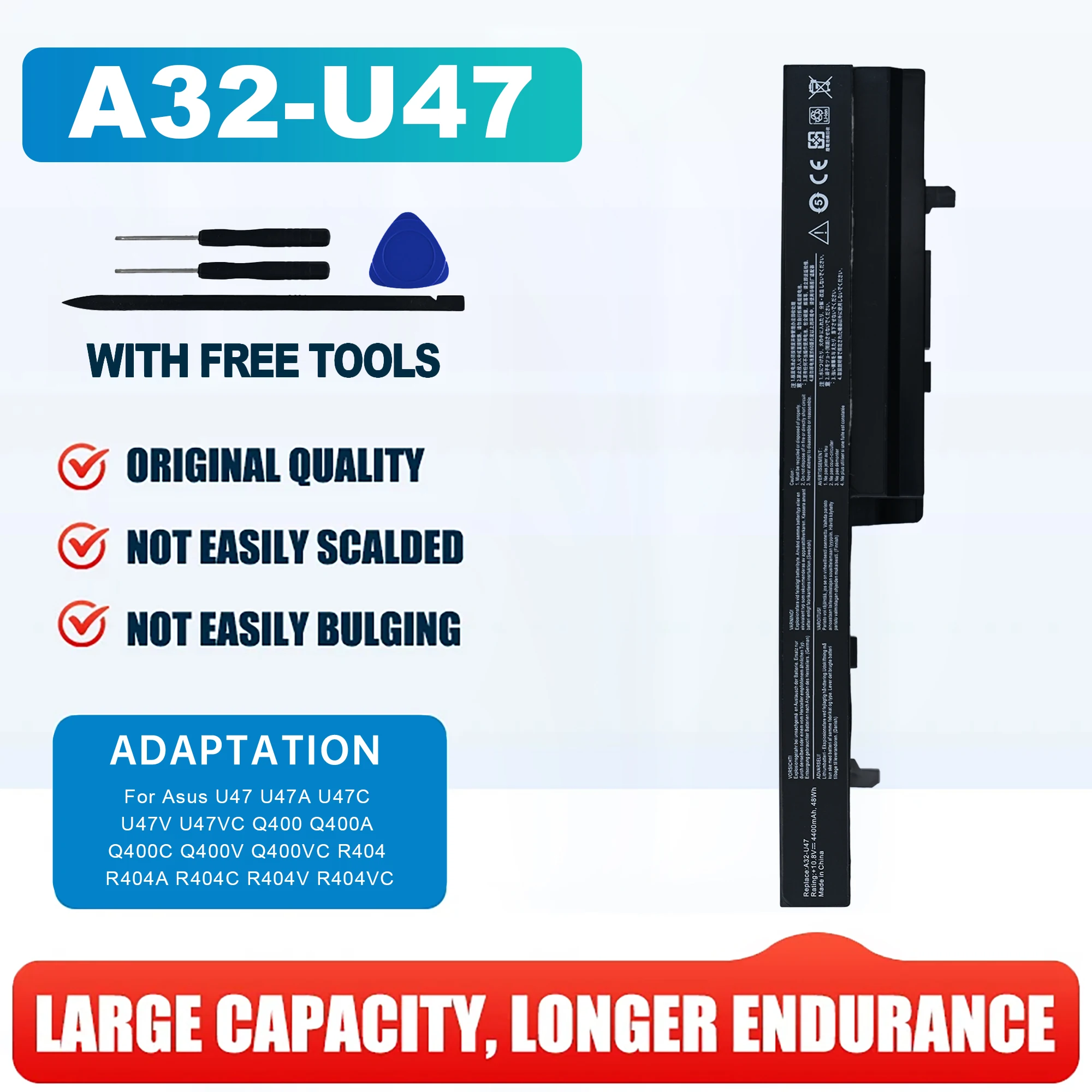 New 5200mAh A32-U47 Laptop Battery for Asus U47 U47A A41-U47 A42-U47 Q400 Q400A Q400C R404 U47C U47V U47VC Battery Free