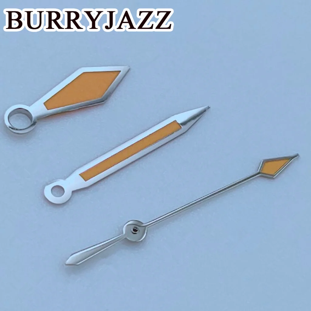 BURRYJAZZ NH35 NH36 NH38 7S26 7S36 4R35 4R36 Wskazówki zegarka Srebrne Pomarańczowe Wskazówki Zielone Świecące