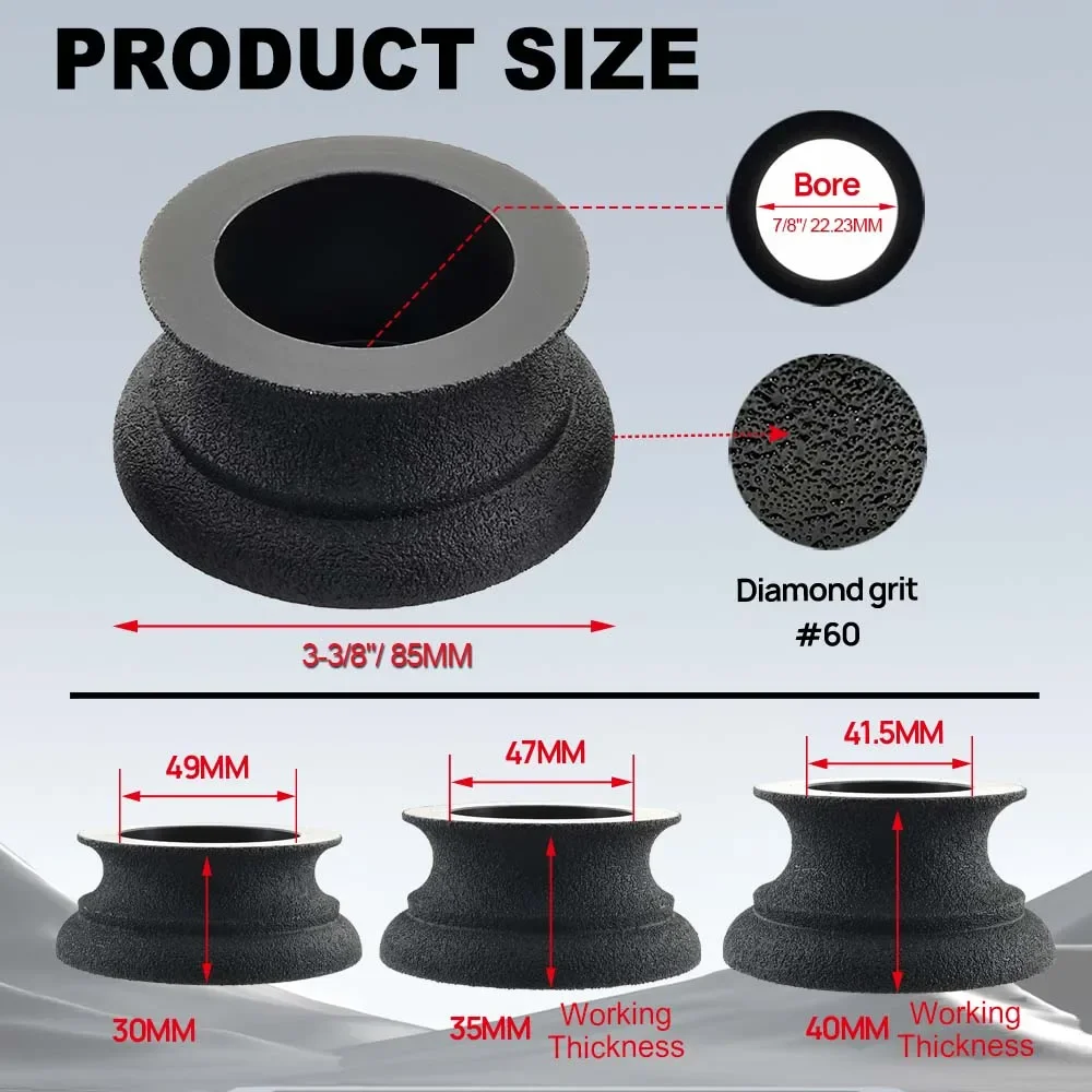 DT-DIATOOL 85mm Diamond Grinding Wheel for Marble Granite Edge Profile Chamfering Ceramic Stone Sanding Disc
