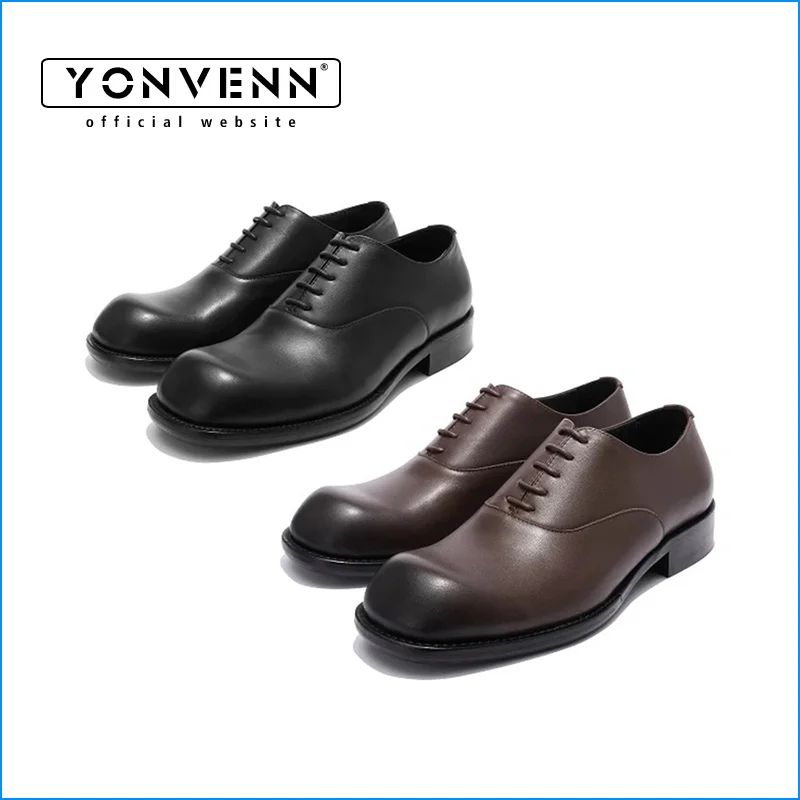 Washed smoked leather top layer cowhide derby men's shoes height increasing elegant formal dress Oxford shoes casual business