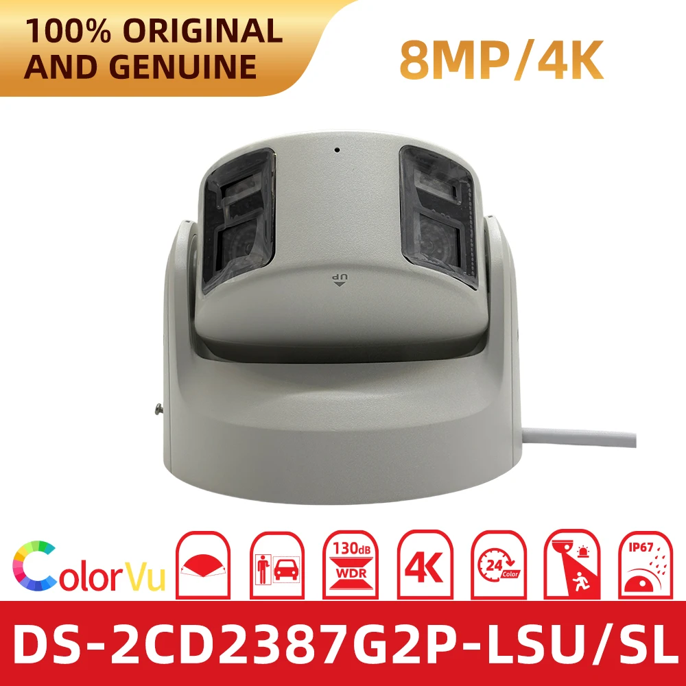 Hikvision DS-2CD2387G2P-LSU/SL 8MP Panoramic ColorVu Camera 180° View PoE IP Camera Human Vehicle Detection Audio Alarm IP67
