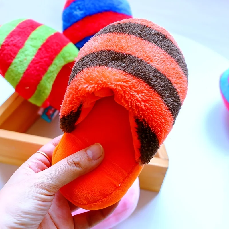 1 PC plush dog squeaky toy slippers - perfect for training, biting, teeth cleaning, and chewing games pet dog accessories