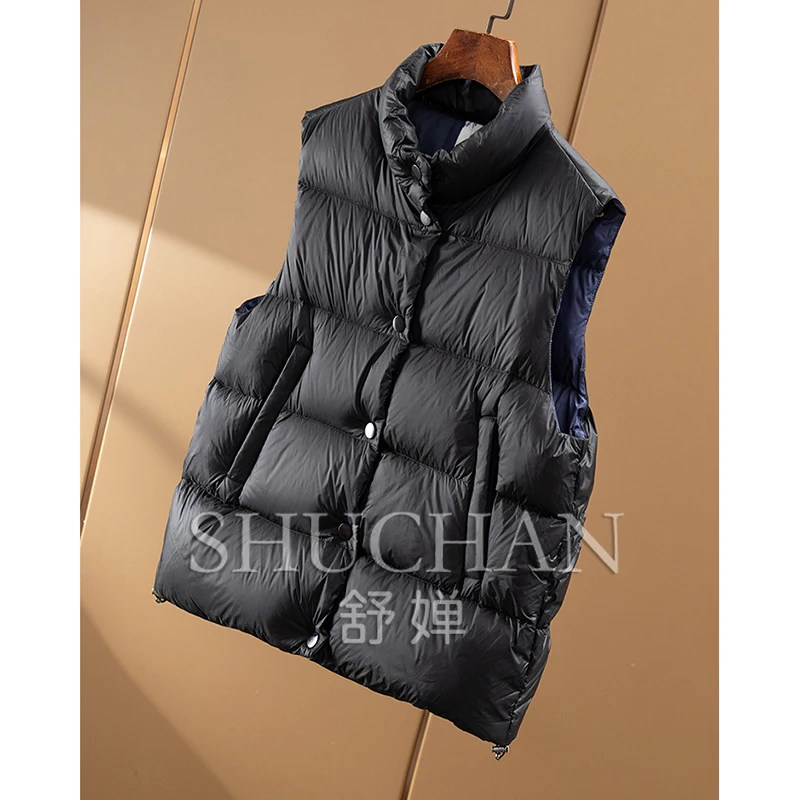 90-down Stand-up Collar Down Vest Jacket Women 2025 New Casacos De Inverno Feminino Sleeveless