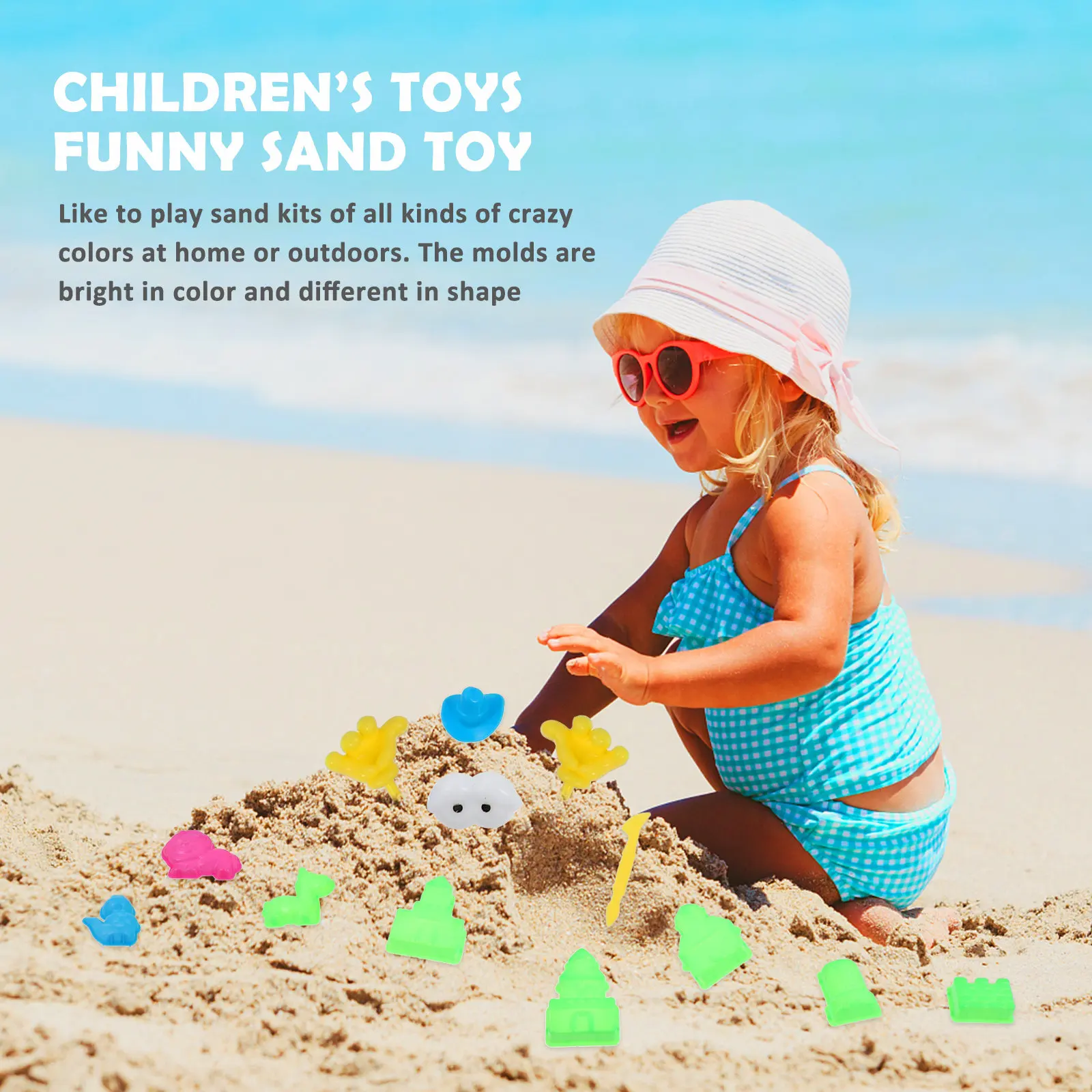 30Pcs Sand Molds for Kids Premium Plastic Beach Playing Set Bright Color Shape Variety Easy Release Compatible with Any Sand