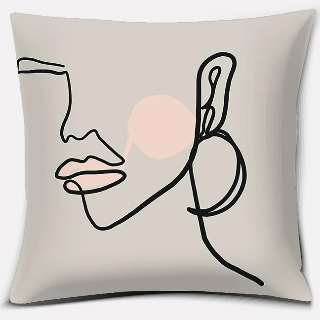 Home Decor Car Sofa Cushion Cover Abstract Face Collection Print Square Pillowcase