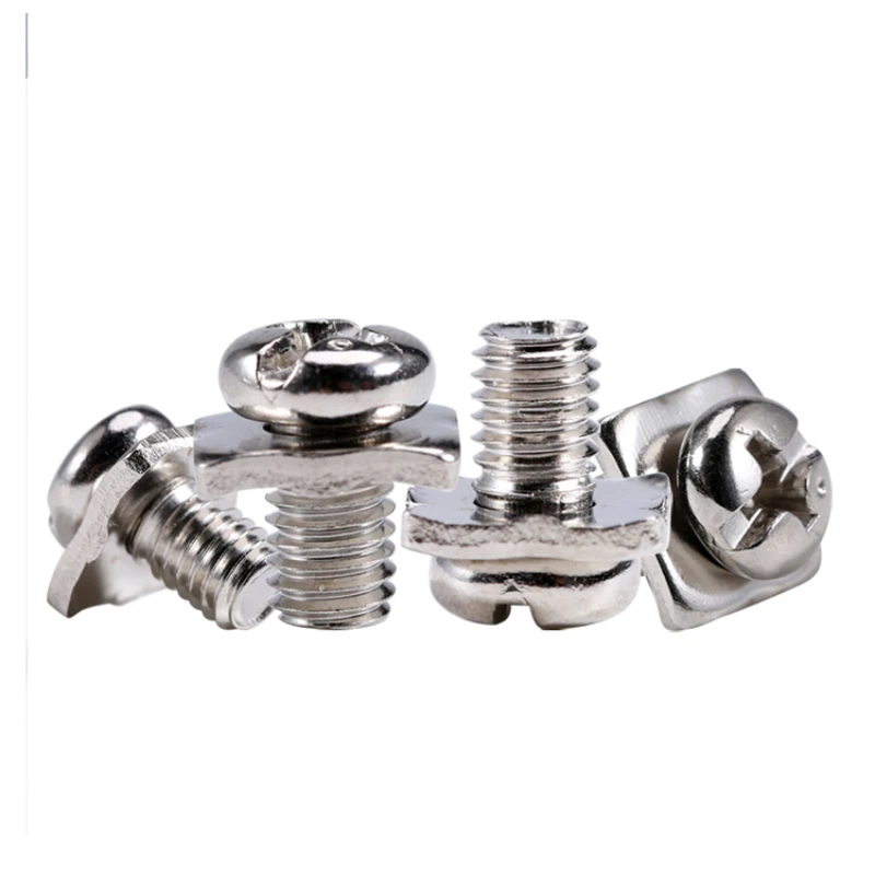 

10~50pcs M3 M3.5 M4 M5 Nickel Plated Square washer two combination screw Cross Round Head Pan Head Pad Terminal block screw