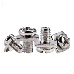10~50pcs M3 M3.5 M4 M5 Nickel Plated Square washer two combination screw Cross Round Head Pan Head Pad Terminal block screw