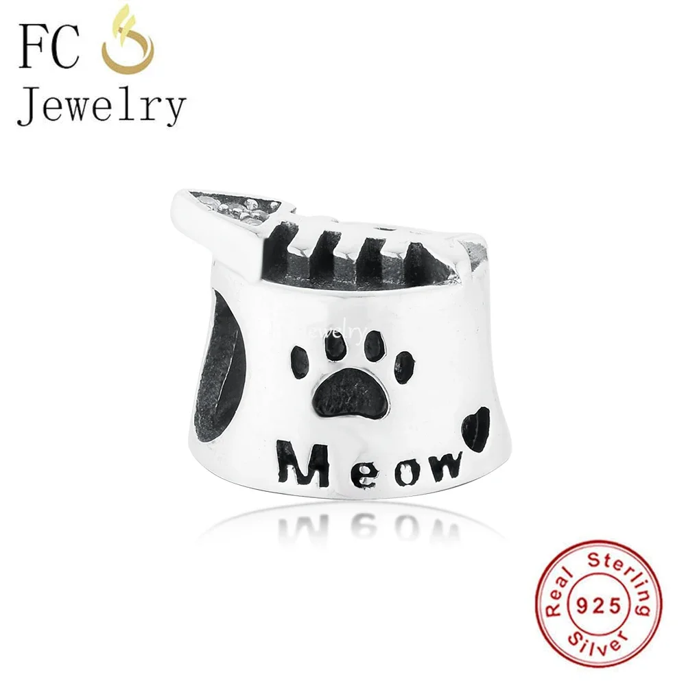 

FC Jewelry Fit Original Pan Charms Bracelet 925 Sterling Silver Cat Meow Fish Food Bowl Bead For Making Women Berloque 2024