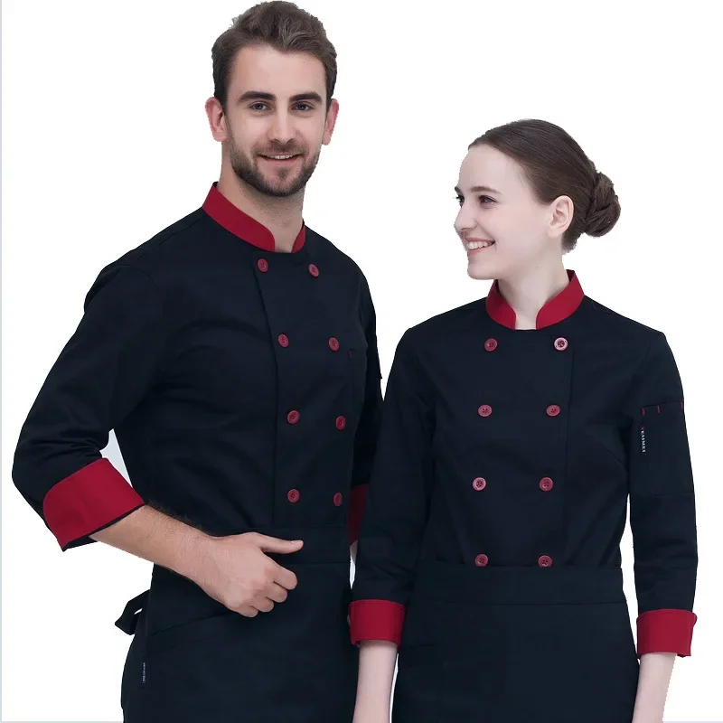 Veste de Chef Unisexe à Manches sulfpour Homme et Femme, Manteau de Cuisinier, Restaurant, Hôtel, Boulanger