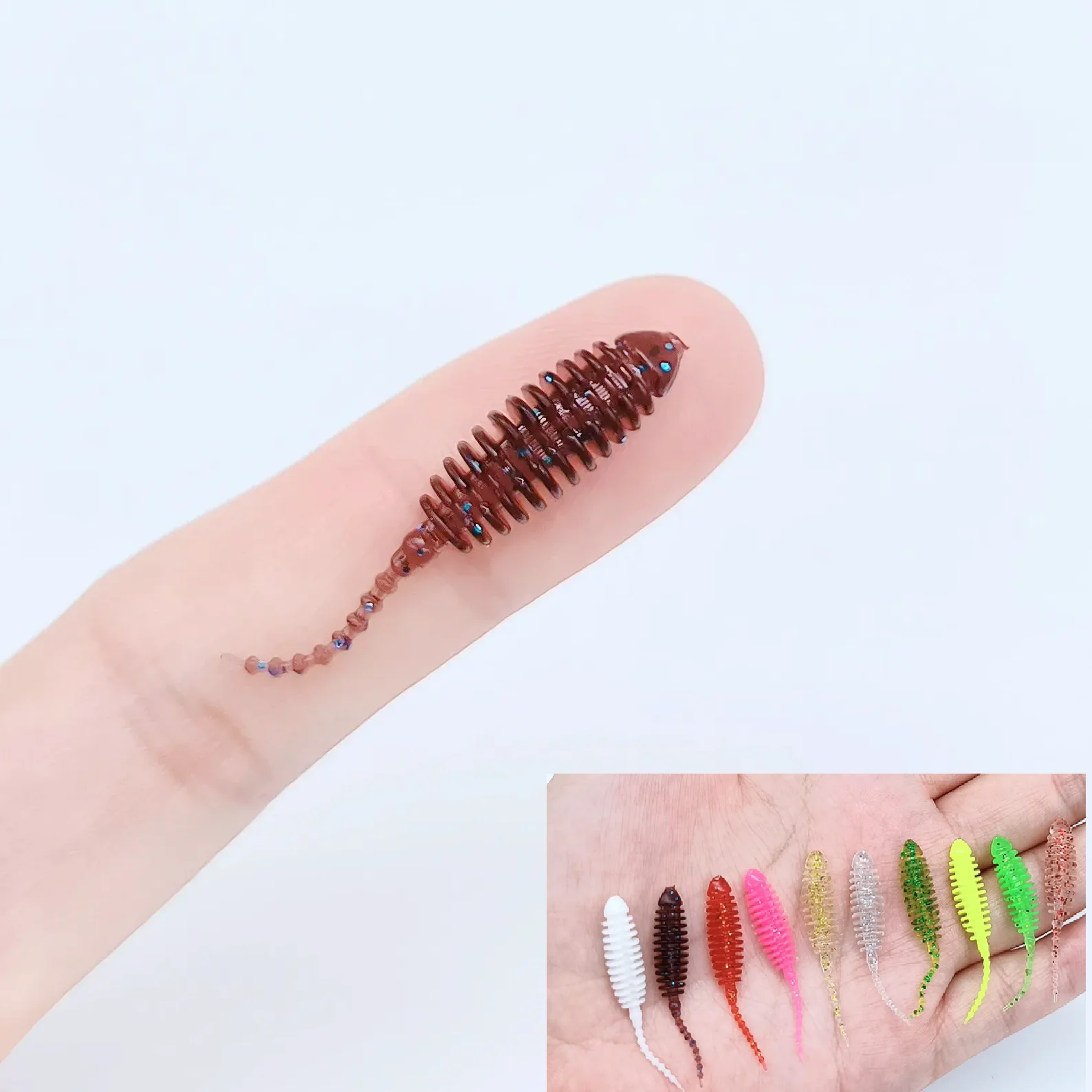 DUODUOYU 10pcs Wobblers mini Ocean Rock Fishing Lures Rubber Soft Baits 3.5cm 0.2G Soft Worm Artificial Baits Bass Silicone Fish