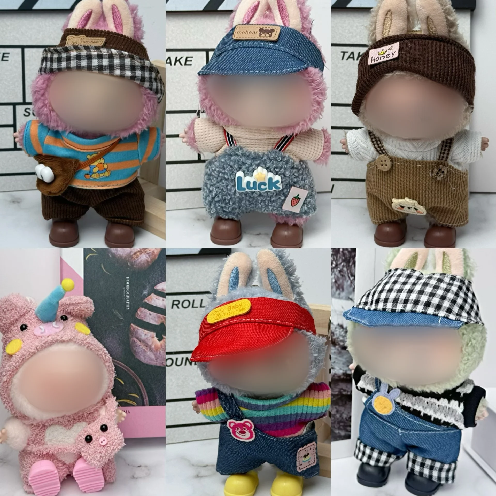 

Cute Outfit Set 17cm Vinyl Dolls, Gen 1 and 2 Compatible, Cartoon Style Clothes, Soft and Easy to Change, Labubu Doll Clothing