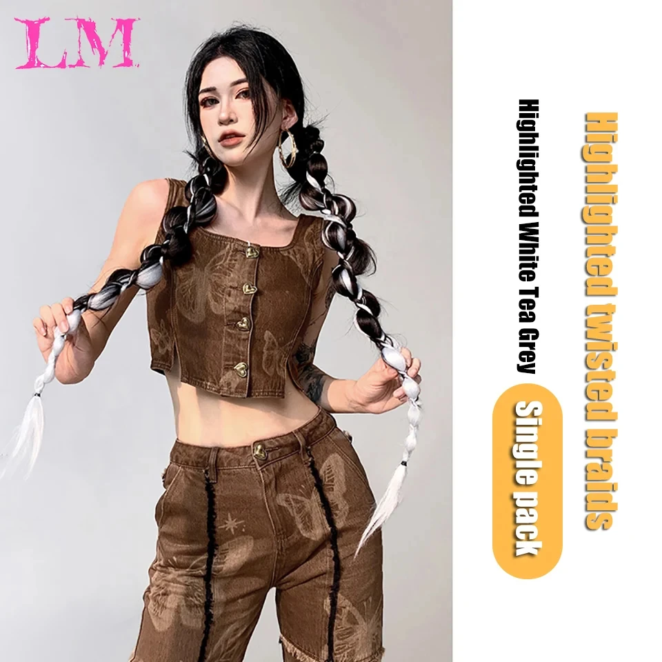 LM Synthetic Straight Ponytail With Elastic Band Synthetic Ponytail Extension Wrap Around Heat Resistant Pony Tail for Women