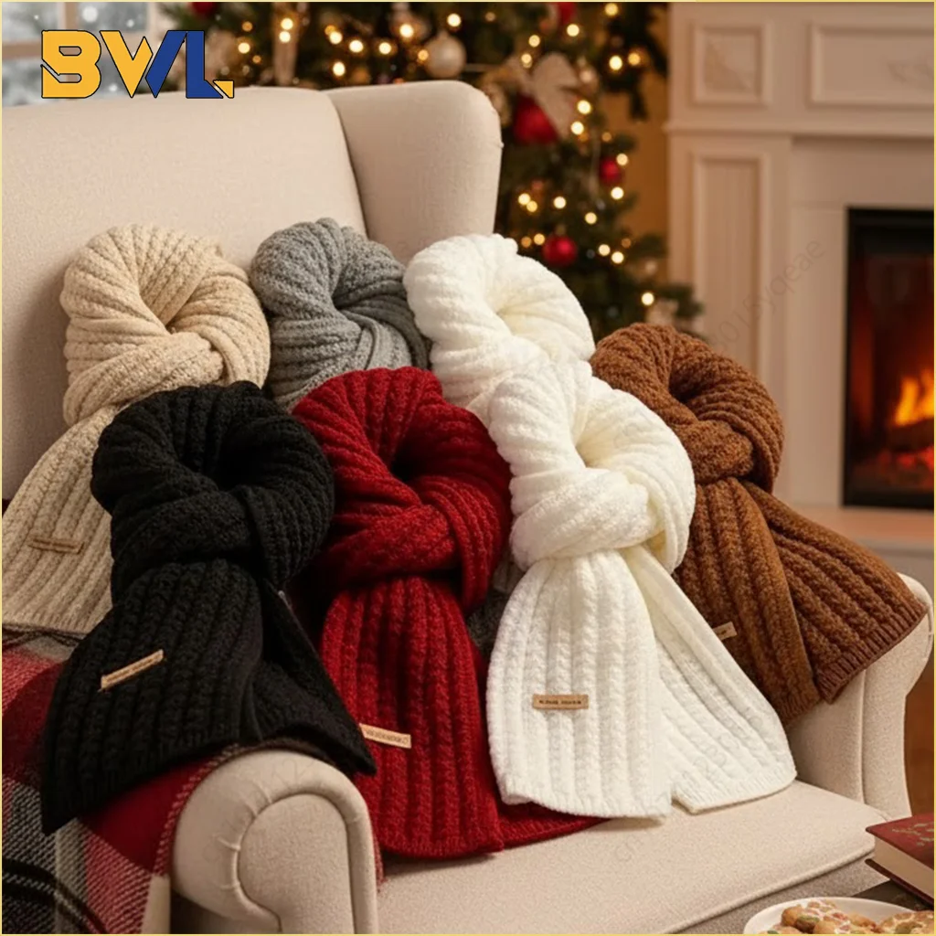 Herbst und Winter Koreanischer Strickschal Weicher dicker einfarbiger warmer Schal für Frauen Paare Studenten Weihnachtsgeschenk