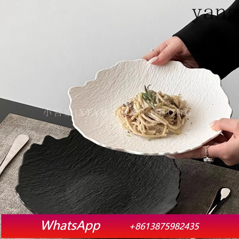 

LMM irregular stone pattern steak plate household western food ceramic creative dish plate