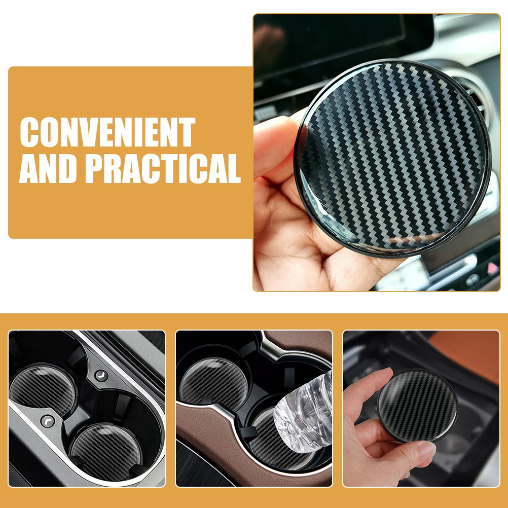 

2pcs Carbon Fiber Cup Mat Reusable Insulation Coaster Anti-Slip Car Cup Holder Heat Resistant Beverage Mat Drink Saucer Coffee