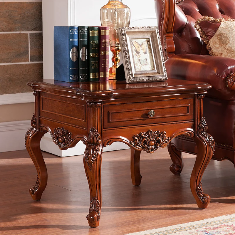 

American all-solid wood sofa side cabinets European living room storage cabinets corner square few simple small coffee table