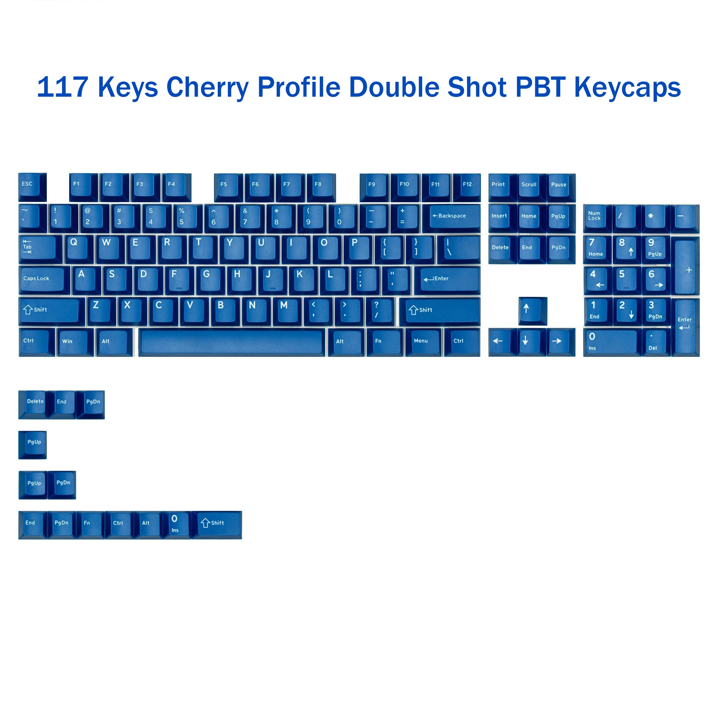 121 Keys Classic Blue Keyboard Keycaps Double Shot ABS Keycaps Cherry Profile for Gateron MX Switches Mechanical Gamer Keyboard