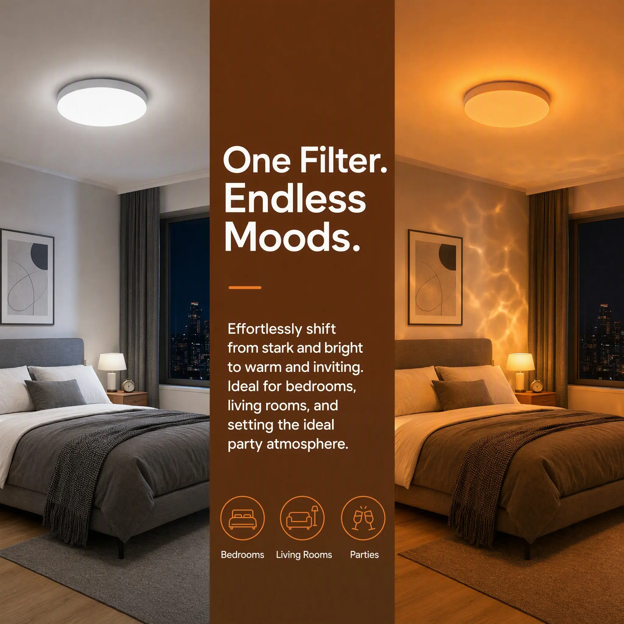 15Pcs 4.7inch Self-Adhesive Warm Light Filter Film Circular Color Correction Gel Sheets for Spotlights LED Lamps Living Room