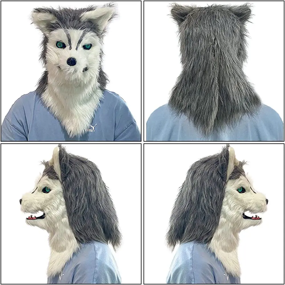 

Halloween Costume Funny Dog Full Head Mask Masquerade Party Performance Props Furry Animal Head