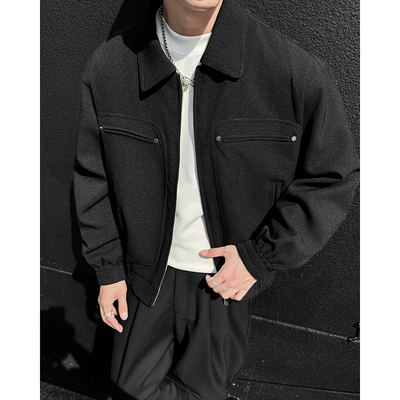 

Мужская приталенная куртка из искусственной кожи в корейском стиле, модная мотоциклетная куртка, стильная повседневная куртка для осеннего сезона