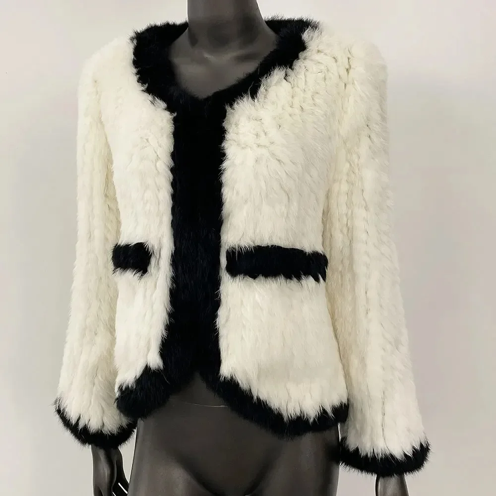 OFTBUY réel manteau de fourrure de lapin Femme chaud vraie veste de fourrure nouveau tricoté à manches longues printemps décontracté véritable hiver épais vêtements d'extérieur Femme
