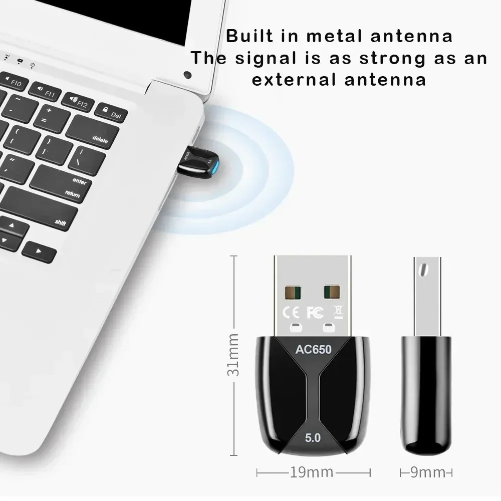 650Mbps USB واي فاي محول ثنائي النطاق 2.4G/5.8Ghz بطاقة الشبكة 600Mbps إيثرنت واي فاي Lan محول دونغل استقبال واي فاي لاسلكي
