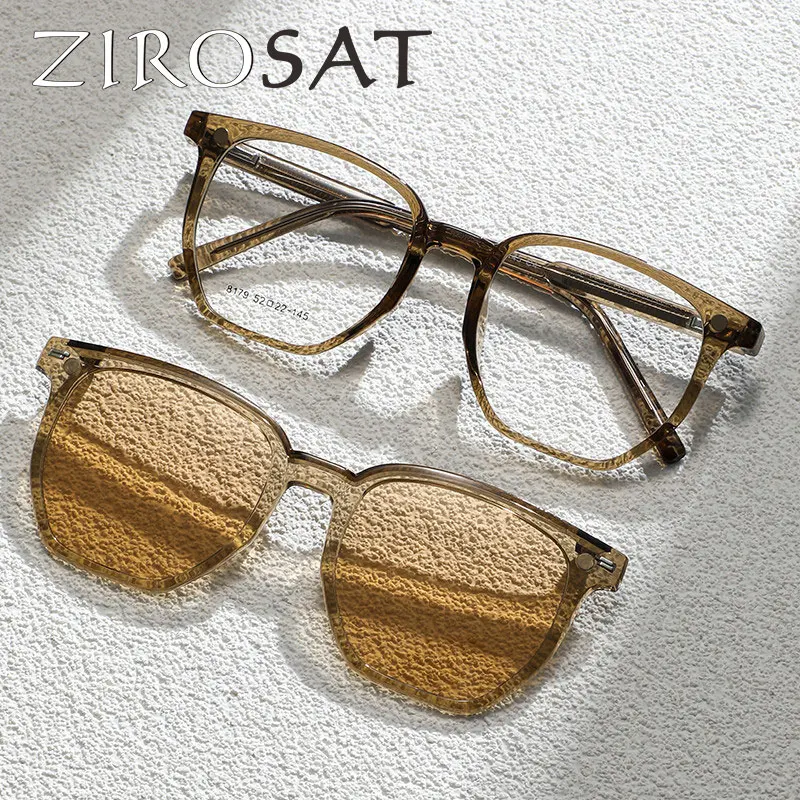 

ZIROSAT 8179 Polarized Sunglasses Men Women Magnetic Clip TR90 On Glasses Optical Prescription Eyewear Frames Eyeglasses