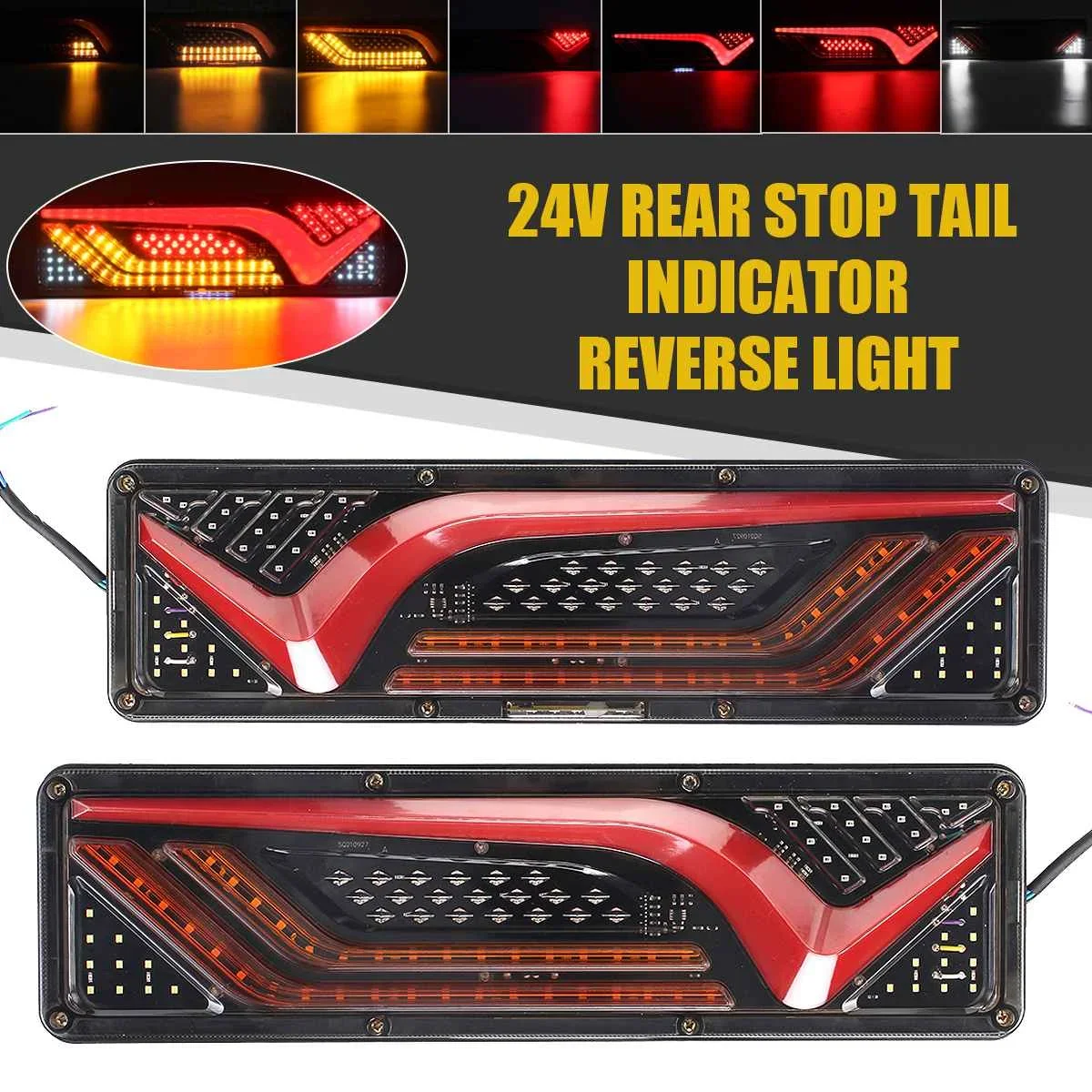 

2pcs 46cm 24V LED Truck Tail Light Rear Lights Turn Signal Brake Reverse Signal Lamp Trailer Lorry Bus Camper Caravan RV Tractor