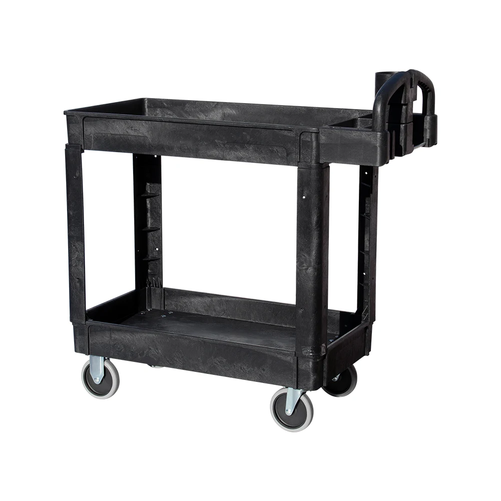 

Utility Service Cart 2-Shelf 550LBS Heavy Duty Plastic Rolling Utility Cart with Lipped Shelf for Warehouse/Garage