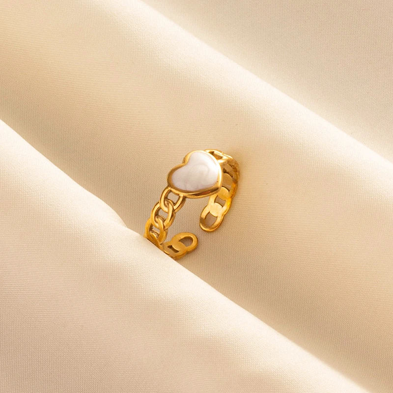 Bohemian Gold Color White Enamel Open Rings Luxury Irregular Stainless Steel Adjustable Finger Ring Women Charm Jewelry Gifts