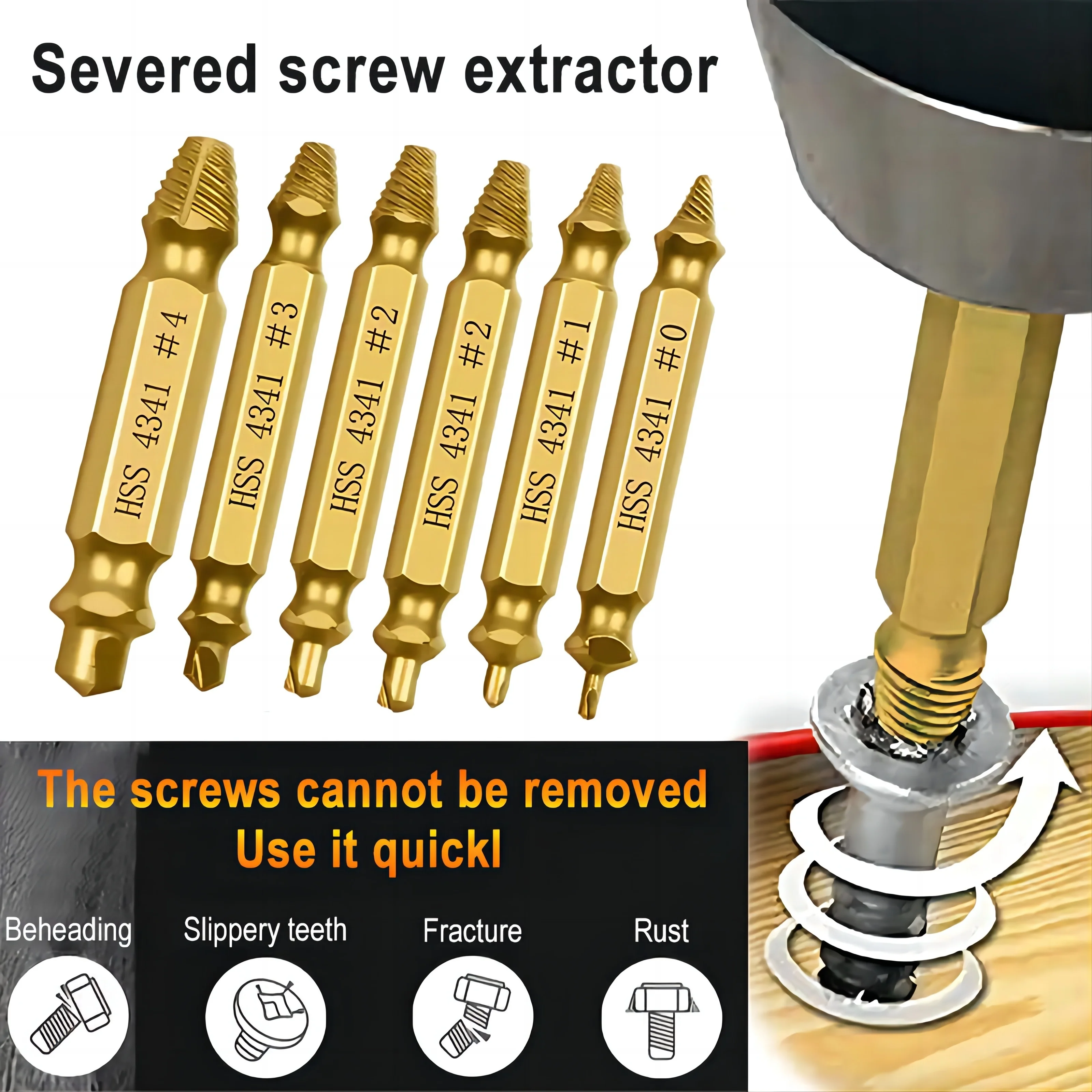 6pcs Damaged Screw Extractor Set: Double Head Screw Remover Tools for Easy Out Bolt Extractor & Broken Head Screw Removers - Hig