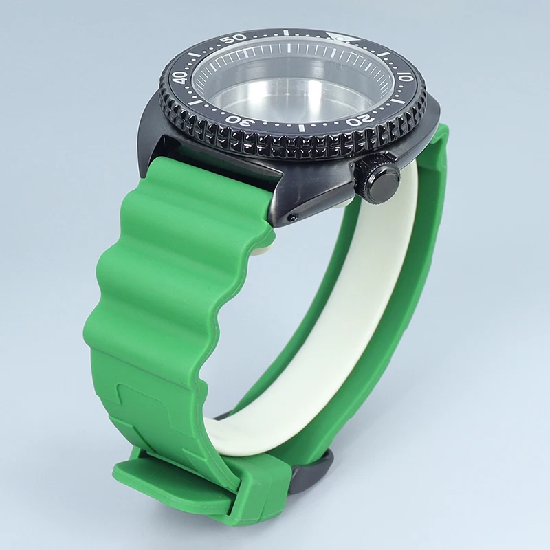 45mm 007/009 custodia Watche bracciale in gomma verde zaffiro Fit tonno tartaruga Seiko NH35 NH36 movimento 28.5mm quadrante anello capitolo nero