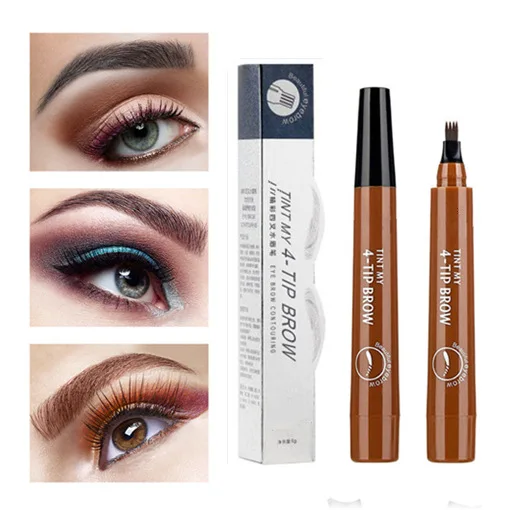 Makeup Micro-engraving Four-pronged Eyebrow Pencil, Liquid Water Non-smudging and Sweat-proof Four-pronged Thick Rod