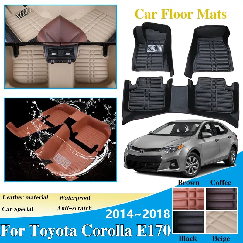 

Car Accesories For Toyota Corolla E170 2014~2018 LHD Floor Mats Waterproof Leather Panel Liner Carpet Custom Foot Part Stickers