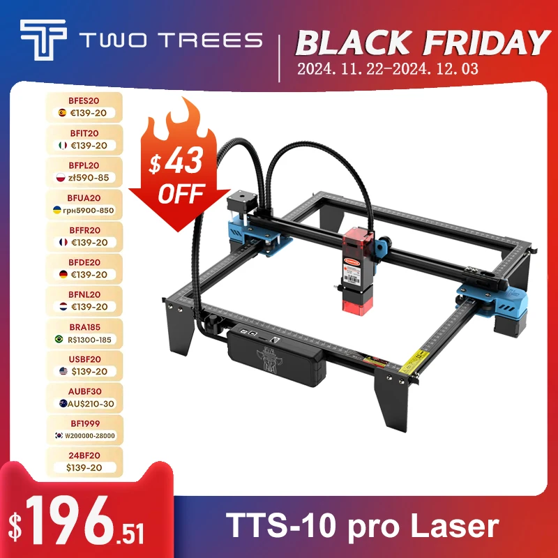 Two Trees TTS 10 Pro Laser Engraver With Wifi Offline Control 10W Laser Engraving Machine for Glass Metal Leather Carving