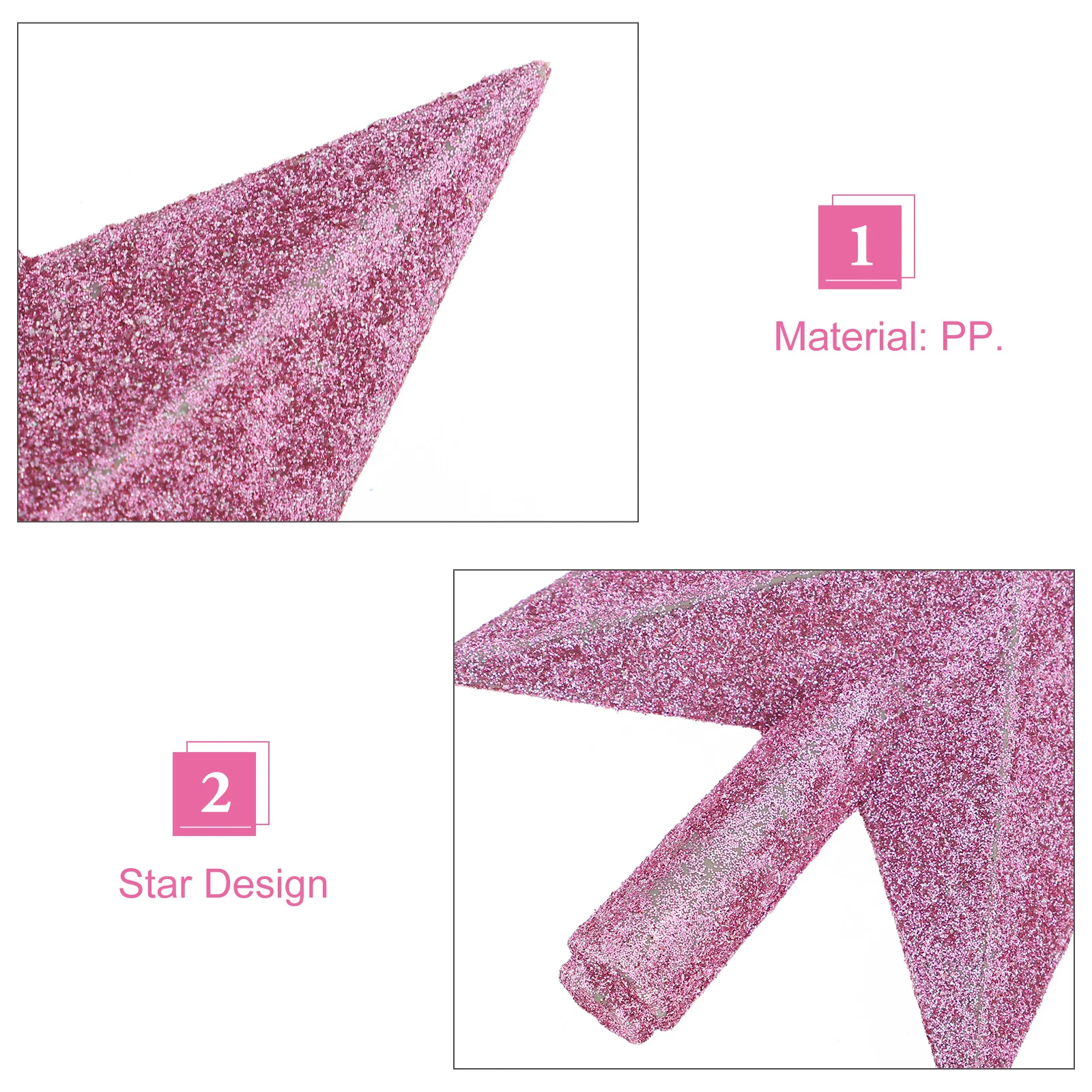 

15cm Pink Glittering Christmas Tree Star Sparkle Topper Ornament Christmas Tree Star Decoration Home Party Office Decor