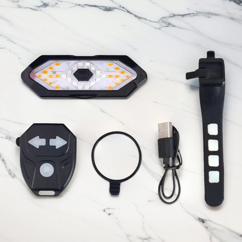 أضواء إشارة الانعطاف للدراجة، أضواء LED تحذيرية خلفية قابلة لإعادة الشحن USB، 900 مللي أمبير في الساعة، مصباح LED للدراجة، ضوء خلفي تحذيري للسلامة اللاسلكية #3