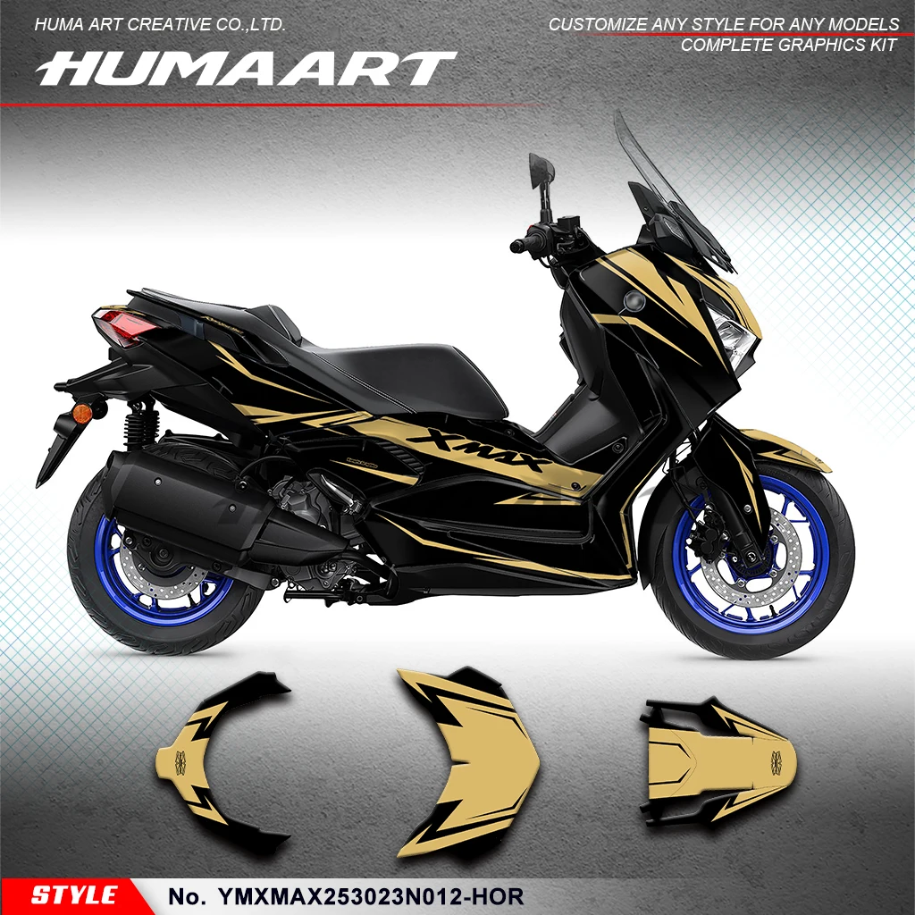 HUMAART Motorcycle Decals Wrap Design for Yamaha XMAX 250 300 2023 2024, YMXMAX253023N012-HOR