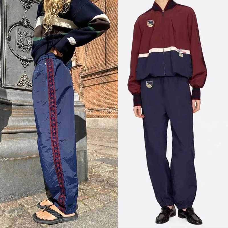 

Модный женский спортивный костюм 2025 года, винтажная выдвижная куртка с длинными рукавами или модные брюки