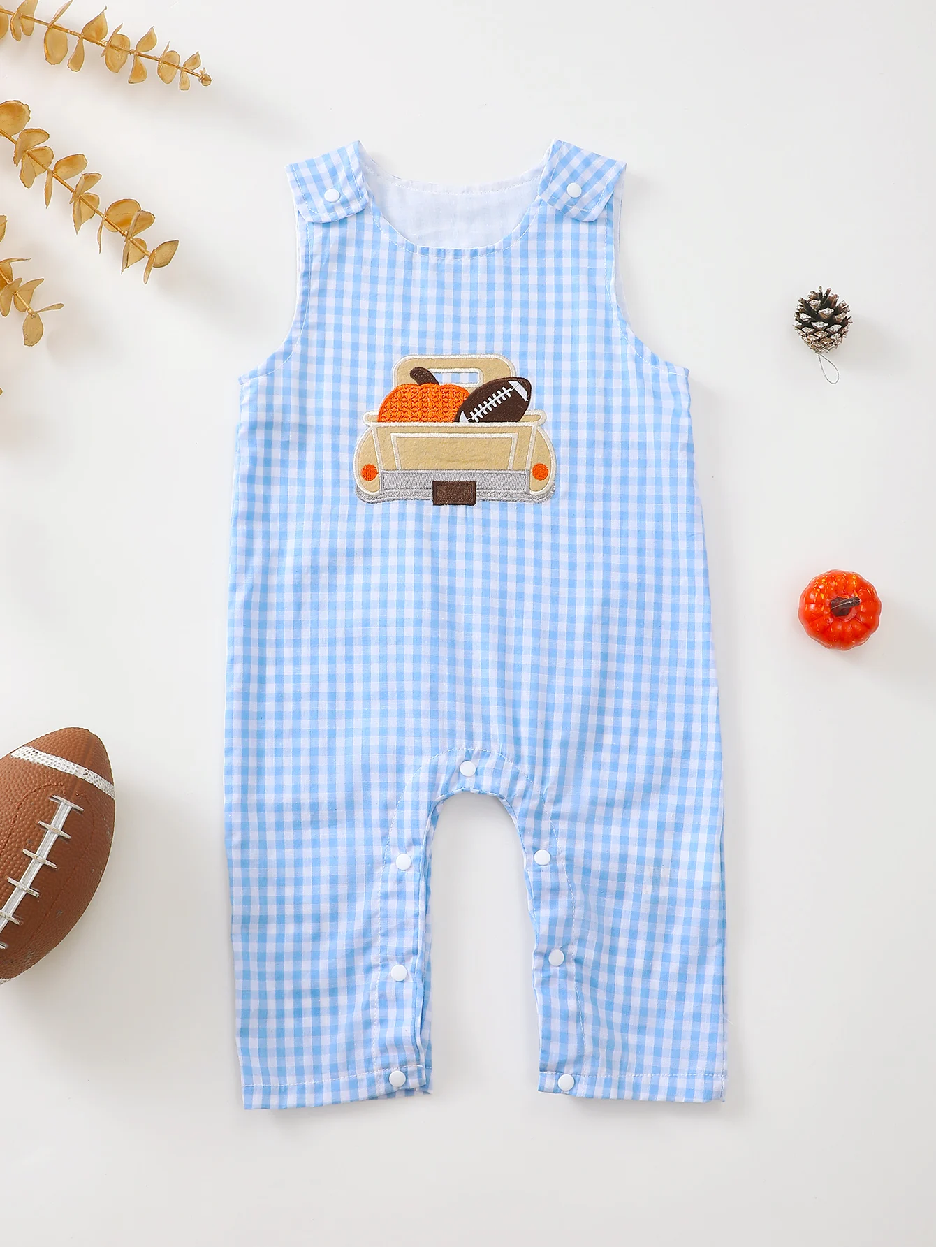 Baby Jungen Kürbismuster Strampler Lange Hose Niedliches Design Säuglingskleidung Bequemer Weicher Stoff für Babys