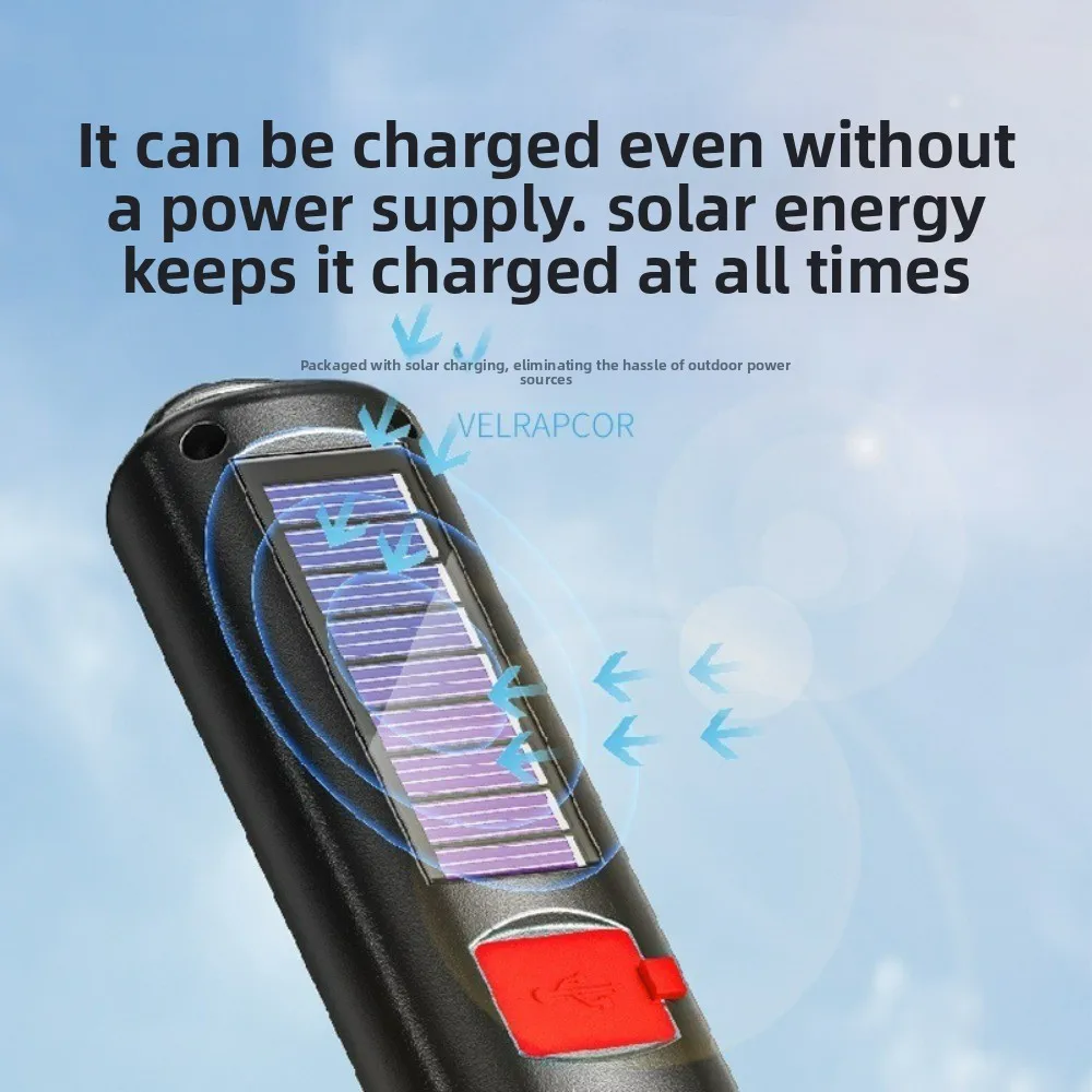 Ultra-Long Battery Life LED Flashlight Adjustable Zoom Super Bright Torch Solar Rechargeable Handheld Light for Outdoor Camping
