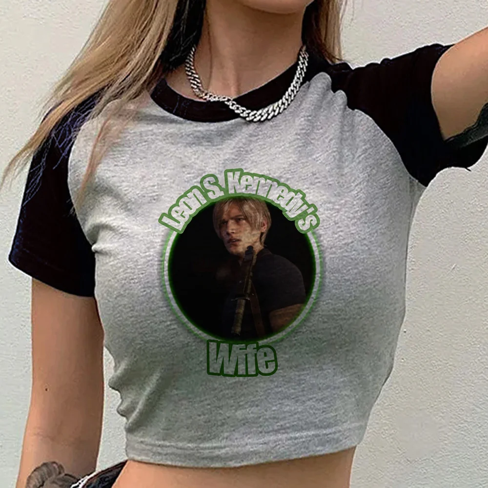 Leon Kennedy crop top teen korean fashion graphic kawaii jojifuku tshirt cutecore dollette y2k japanese korean fashion