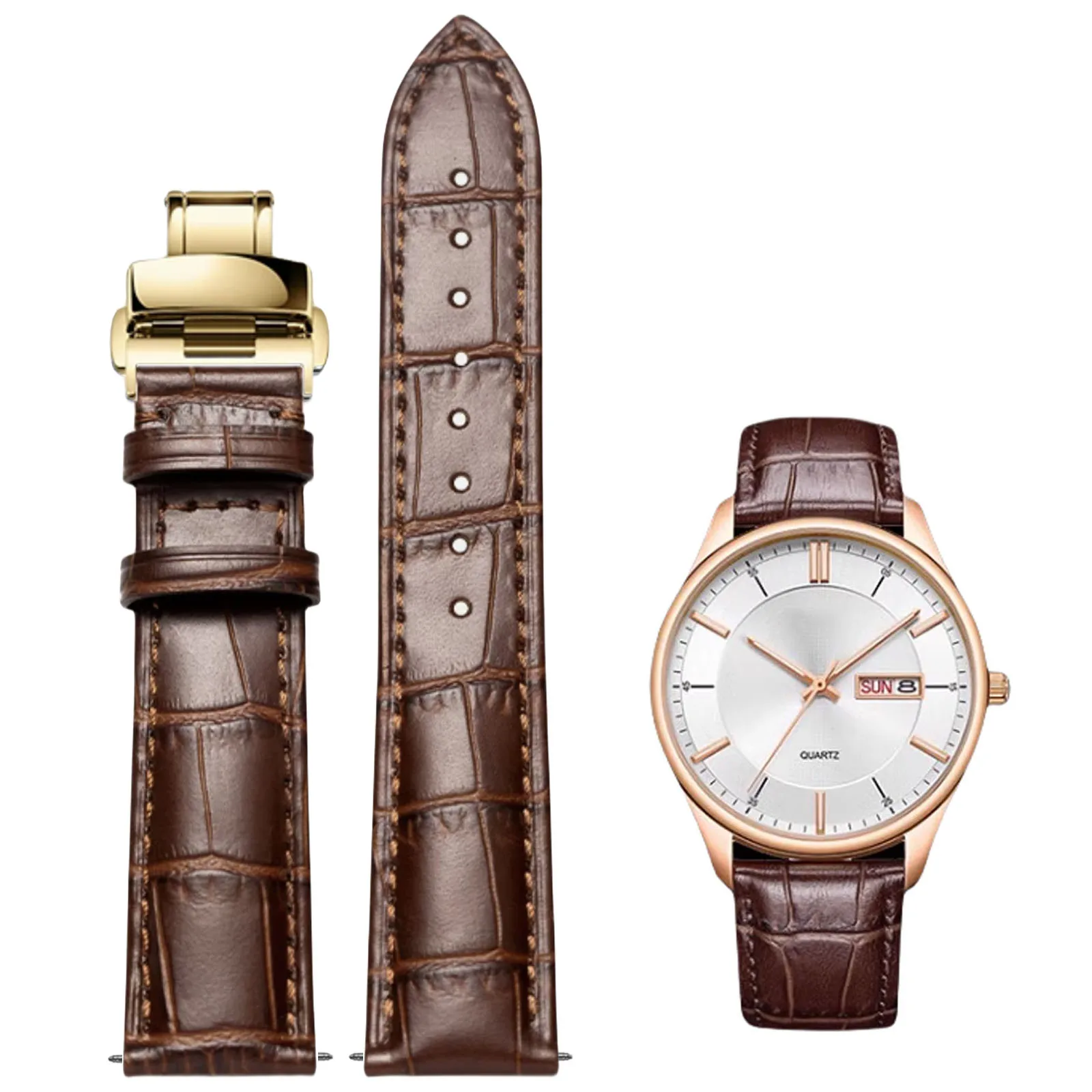 

MXiiXM Quick Release Genuine Leather Watch Band Italian Alligator Grain Calfskin Deployment Buckle Watch Strap 12mm to 24mm