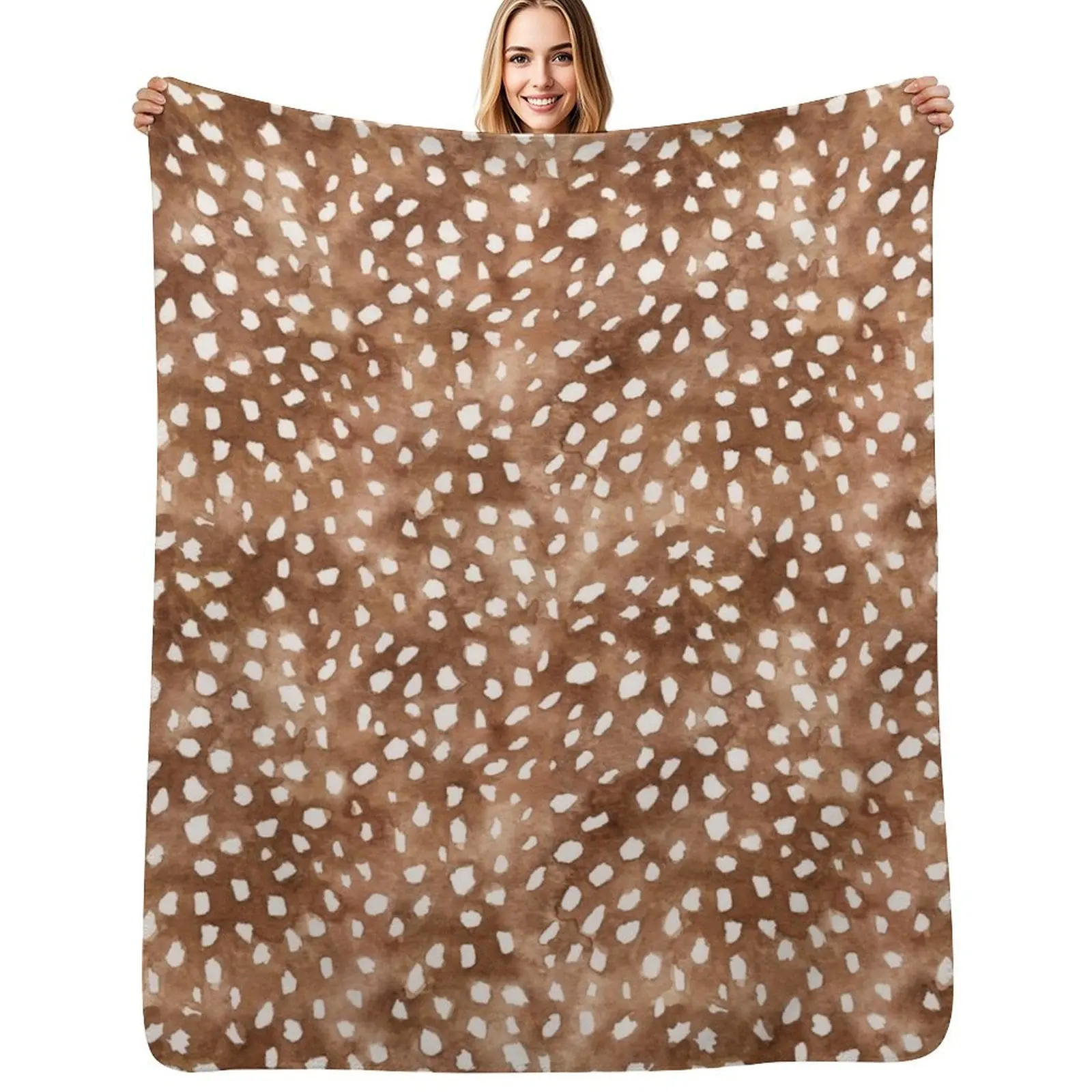 Boho Woodland Watercolor Deer Spots Throw Blanket Men's Soft Warm Throw Blanket for Couch